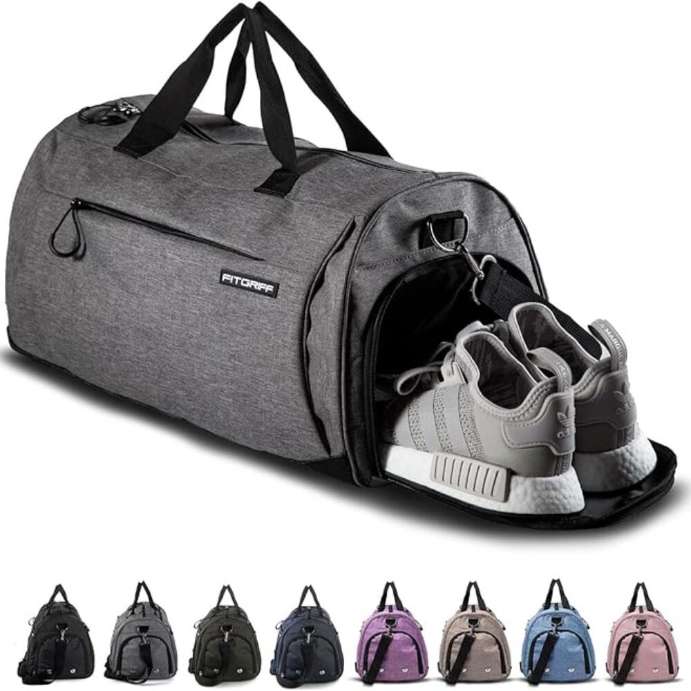 Fitgriff® Gym Bag with Shoe & Wet Compartment – Duffle for Travel & Fitness
